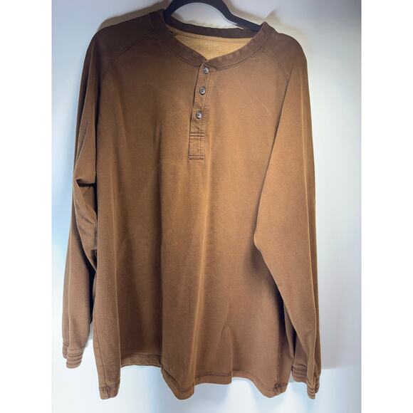 Men’s Long Sleeve  Henley 2XL Soft Casual Brown Outdoor Gorpcore Casual Dad Core - Picture 3 of 7